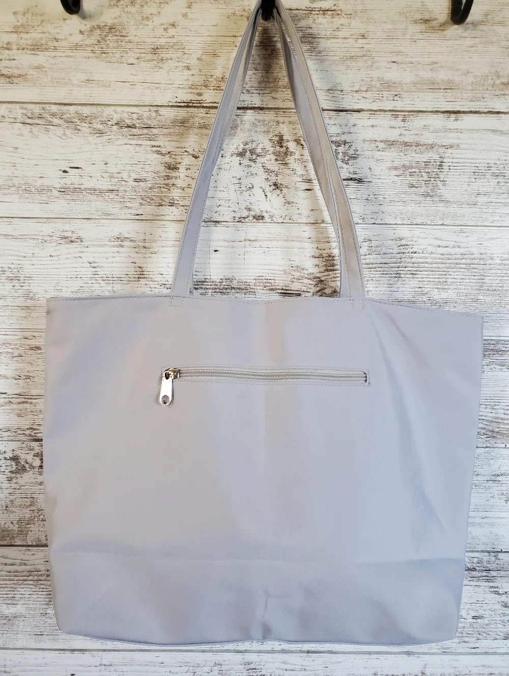 KALIDI Water Resistant Grey Zippered Tote Bag Beach Travel Shopping Market NWOT